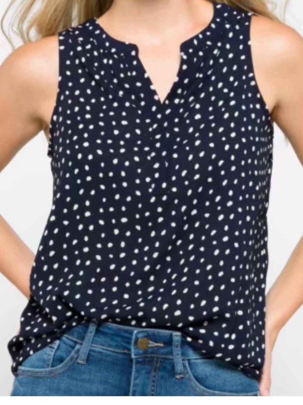 41 Hawthorn Mclean Split Neck Sleeveless Blouse